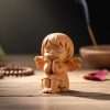 Hand-Carved Wooden Angel Figurine 3 Wild And Trees Hand-Carved Wooden Angel Figurine - Image 1