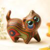 Hand-Carved Wooden Cat Figurine 6 Wild And Trees Hand-Carved Wooden Cat Figurine - Image 1