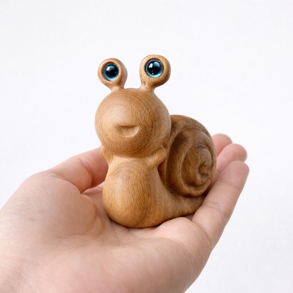 Hand Carved Wooden Snail Figurine Desk Decor 2 Wild And Trees Hand Carved Wooden Snail Figurine Desk Decor - Image 2