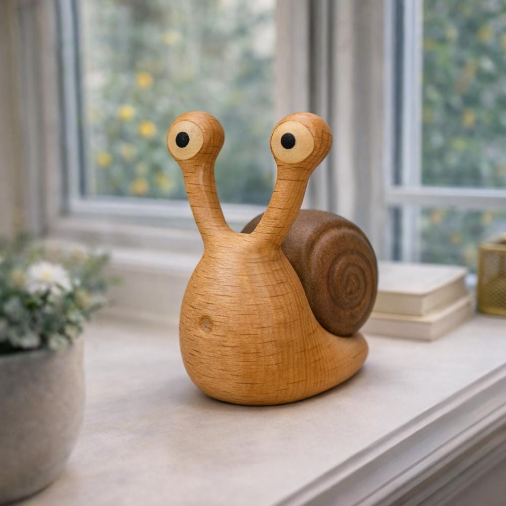 Handmade Wooden Snail Ornament - Rustic Desk 1 Wild And Trees Handmade Wooden Snail Ornament ��� Rustic Desk - Image 1