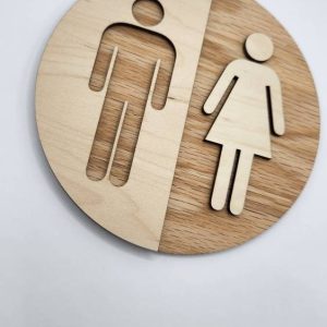 Round Wooden Unisex Bathroom Sign – Modern WC Decor 9 Wild And Trees Round Wooden Unisex Bathroom Sign – Modern WC Decor - Image 4