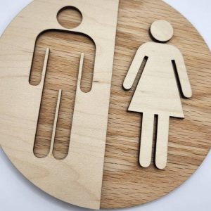 Round Wooden Unisex Bathroom Sign – Modern WC Decor 10 Wild And Trees Round Wooden Unisex Bathroom Sign – Modern WC Decor - Image 5
