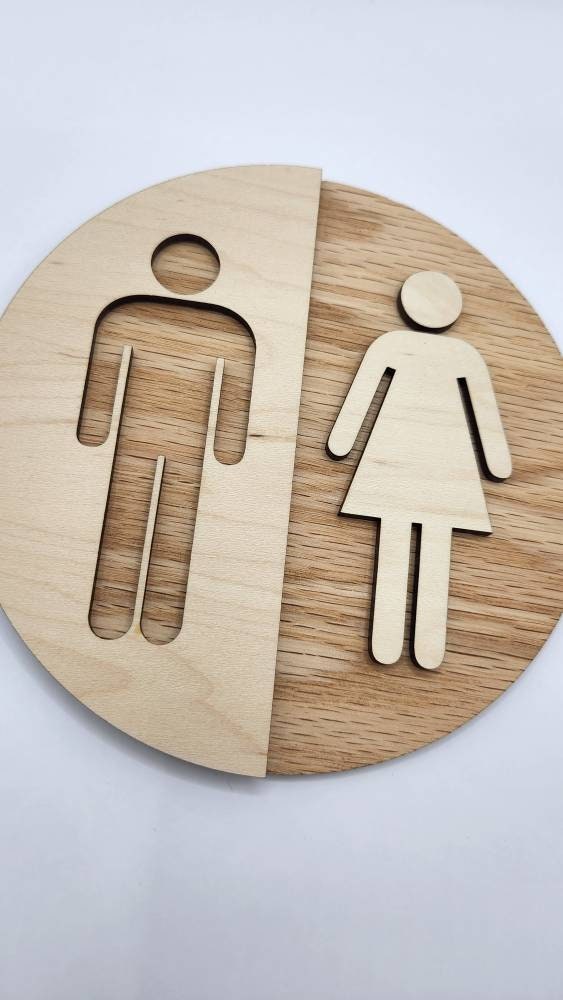Round Wooden Unisex Bathroom Sign – Modern WC Decor 5 Wild And Trees Round Wooden Unisex Bathroom Sign – Modern WC Decor - Image 5