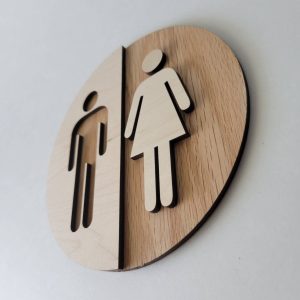 Round Wooden Unisex Bathroom Sign – Modern WC Decor 11 Wild And Trees Round Wooden Unisex Bathroom Sign – Modern WC Decor - Image 6