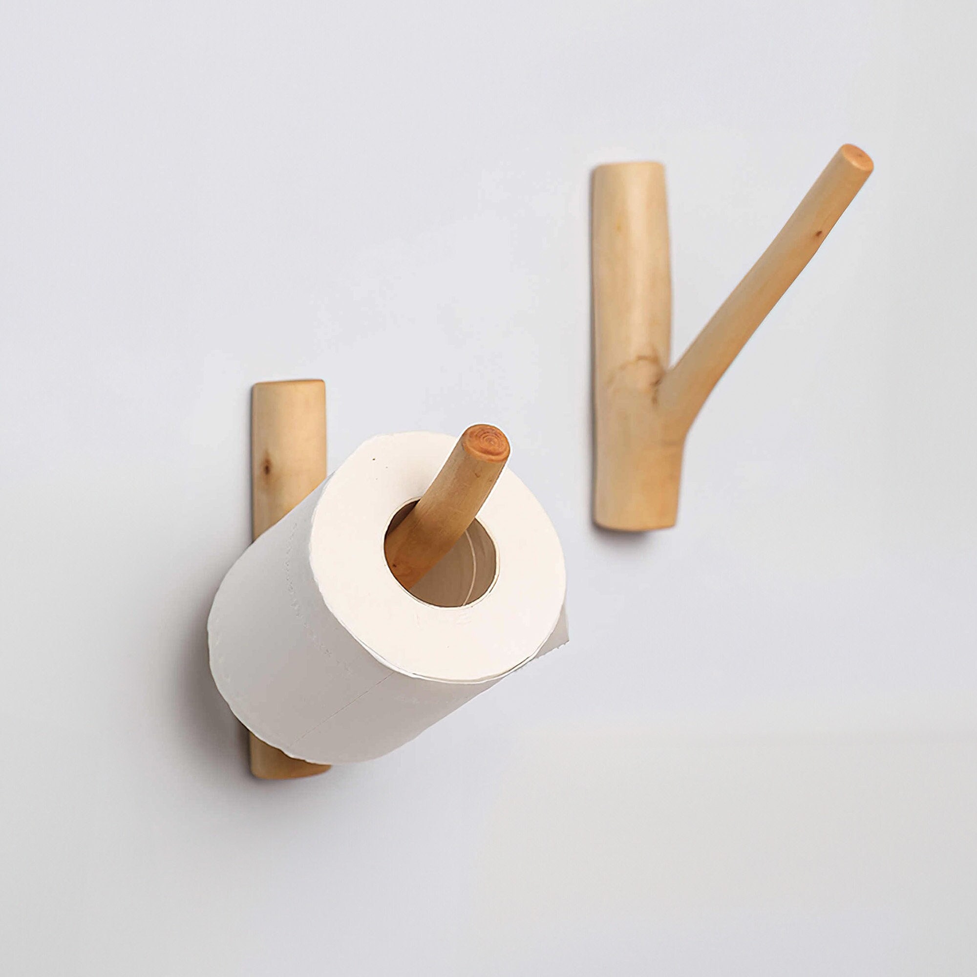 Wood Branch Toilet Paper Holder – Rustic Decor 2 Wild And Trees Wood Branch Toilet Paper Holder – Rustic Decor - Image 2