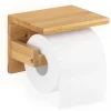 Natural Wood Toilet Paper Holder Shelf for Bathroom Decor